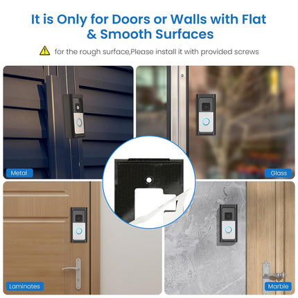 Adhesive Video Doorbell Mount No Drill Compatible with Ring,Holder Bracket for Apartment Door for Battery Doorbell (2024),Battery Doorbell Plus/Pro,Video Doorbell 4/3/ 3 Plus/ 2020 Release (White)