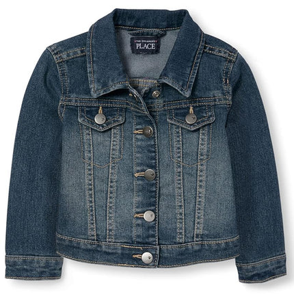 The Children's Place Baby Toddler Girls Basic Denim Jacket, China Blue, 6-9 Months
