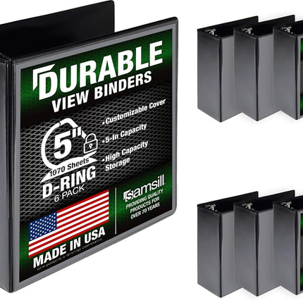 Samsill Durable 5 inch 3 Ring Binder, Made in USA,