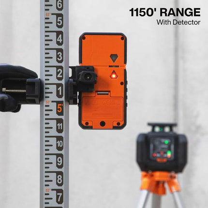 Klein Tools 93RLS Self Levelling Rotary Laser Level Kit Horizontal Vertical with Plumb Point, 350m Range, Rechargeable, Tripod, Detector, 8ft Pole, Carry Case, ≤5mW