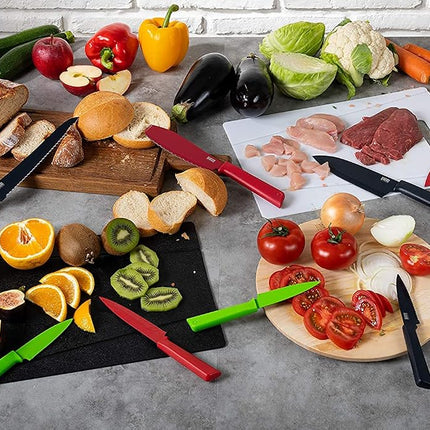 Kuhn Rikon Colori+ Culinary 3 Pc Kitchen Knife Set (1x Chef Knife, 2X Paring Knife) Kitchen Knives Set. Stainless Steel Blades. Sharp Knife Set – 3 Year Kuhn Rikon Kitchen Accessories Guarantee