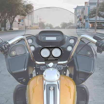 Cache de jauge HECASA compatible avec Harley-Davidson Road Glide 1998-2013, tableau de bord, carénage supérieur, carénage de tachymètre, garniture de lunette de jauge de vitesse, noir, remplacement pour 67923-98B 21906