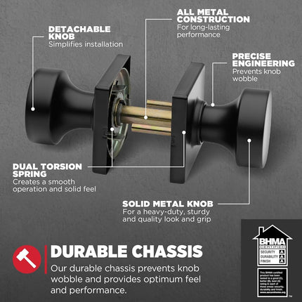 Kwikset 97402-854 Pismo Keyed Entry Door Knob Featuring SmartKey Security, Round, Iron Black
