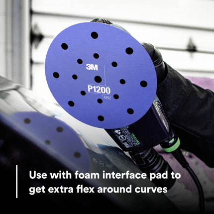 3M Hookit Flexible Abrasive Disc 34408, Clear Coat Sanding, Paint Finishing, Defect Removal, P1200, 6 in, 25 Discs/Carton