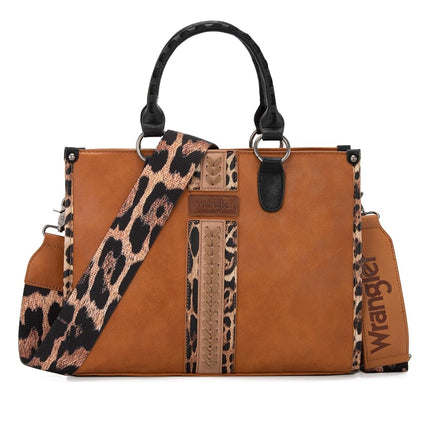 Sac à bandoulière tissé léopard Wrangler pour femme, petit marron miel avec sangle de guitare, taille unique