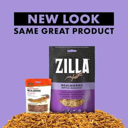 Zilla Reptile Food Munchies Mealworms for Pet Bearded Dragons, Leopard Geckos, Chameleons, Large Tropical Fish & Birds, 3.75-Ounce