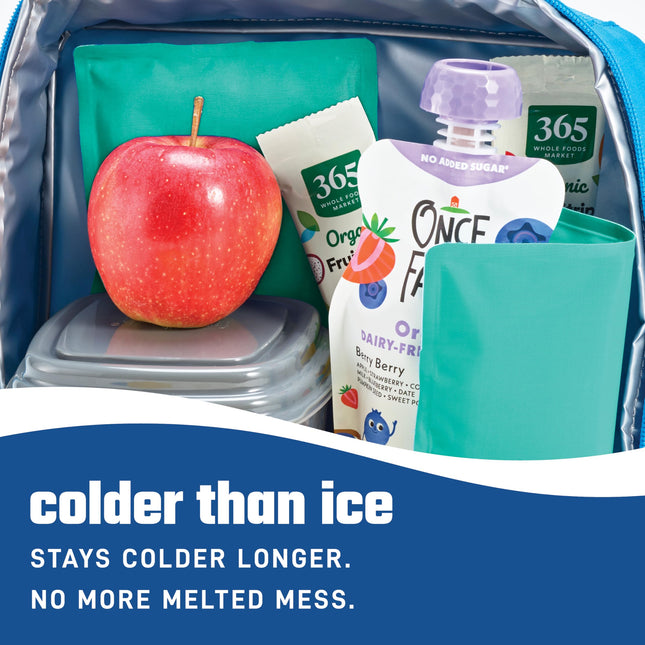Fit & Fresh Cool Coolers Paquete de 2 Bolsas de Hielo Blandas para Bolsas de Almuerzo, Nylon Elástico Flexible, Duraderas, Reutilizables, Paquetes de Hielo para Loncheras, Congelables, Fáciles de Limpiar, Verde Azulado