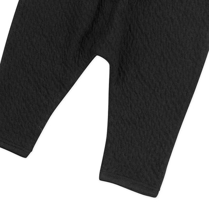 HonestBaby Baby Organic Cotton Matelasse Harem Pant, Black, 3-6 Months