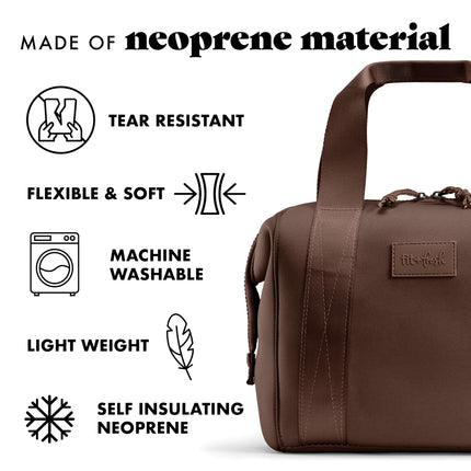 Fit & Fresh Remi Lunch Bag for Women Work – Neoprene Lunch Tote with Containers & Ice Pack, Reusable Meal Prep Lunch Box, Large Capacity, Machine Washable, Chocolate