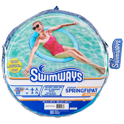 Flotador prémium SwimWays Spring Float Papasan para piscina, hinchable para adultos con inflado rápido para mayores de 15 años, azul cielo