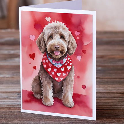 Caroline's Treasures DAC5380GCA7P Labradoodle My Valentine Greeting Cards Pack of 8 Blank Cards with Envelopes Whimsical A7 Size 5x7 Blank Note Cards