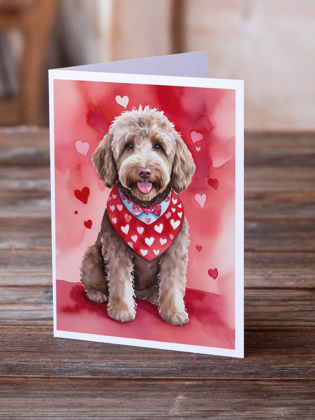 Caroline's Treasures DAC5380GCA7P Labradoodle My Valentine Lot de 8 cartes de vœux vierges avec enveloppes, taille A7 fantaisie 5x7 cartes vierges