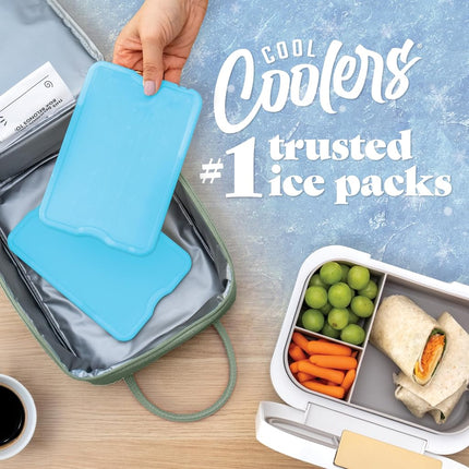 Fit & Fresh XL Cool Coolers - Paquete de 4 bolsas de hielo delgadas extragrandes azules para fiambrera, 4 unidades (paquete de 1)