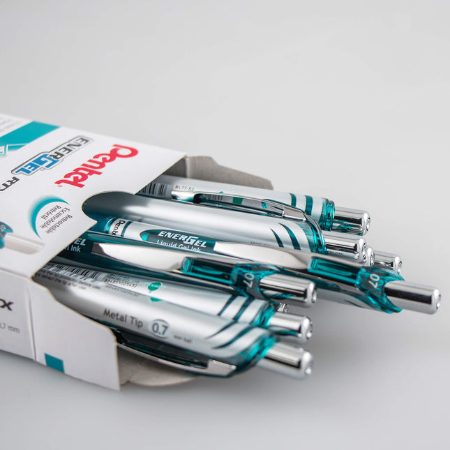 EnerGel XM Retractable Turquoise Ink Rollerball Pen (Pack of 12)