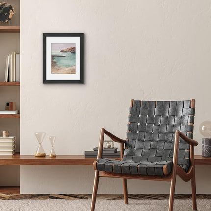 Americanflat 11x14 Poster Frame - Black Engineered Wood with Shatter-Resistant Glass - Matted to 8x10 Photo Size - Hudson Collection - Wide Picture Frame for Wall Display - Black