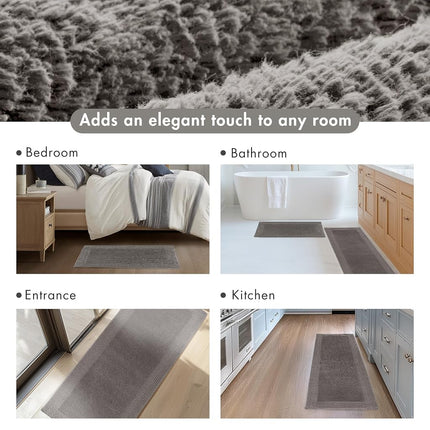Madison Park Signature Splendor Reversible 100% Cotton Tufted Bathroom Rug-3000 GSM Hotel Quality Luxurious Plush High Pile Bath Mat Absorbent, Quick Dry, Shower Room Décor, 21x34, Charcoal