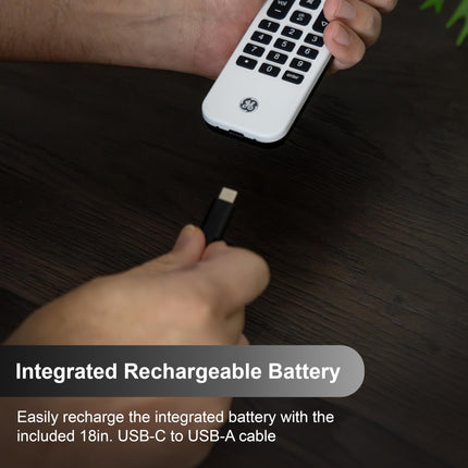 GE Rechargeable tv Remote and Control, Universal Remote for Samsung, Apple, Sony, Roku, LG Smart TVs, 4-Device, 80984