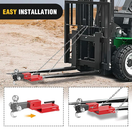 Nilight Forklift Trailer Hitch Attachment Fits 2 Inch Receiver Clamp on Pallet Fork Trailer Towing Adapter with Safety Chain & 5/8” Hitch Pin Clip Red