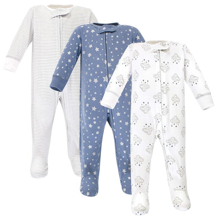 Hudson Baby Traje de dormir y jugar de algodón para bebé, Nube móvil Azul, 6-9 Meses