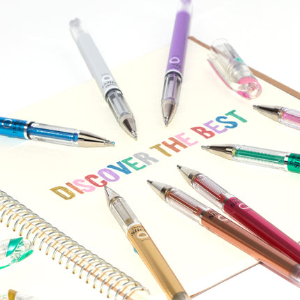 Pentel Arts Slicci Metallic 0.8 mm Needle Tip Gel Pen, Metallic Green Ink, Box of 12 (BG208MDX)