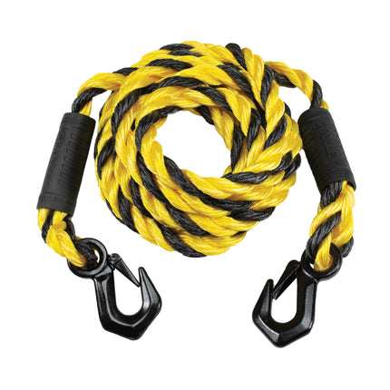 Cuerda de remolque trenzada de polimezcla Stanley S1052 negra/amarilla de 5/8" x 15' con gancho triple resistente (7200 lb de resistencia a la rotura)