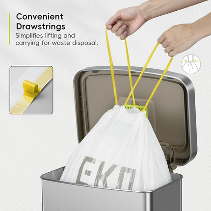 EKO Extra Strong 21 Gallon Large Trash Bags, Heavy-Duty Drawstring Kitchen & Household Garbage Bags (80L), Leak-Resistant, Fresh Floral Scent, Continuous Odor Control, 60 Count, Code G