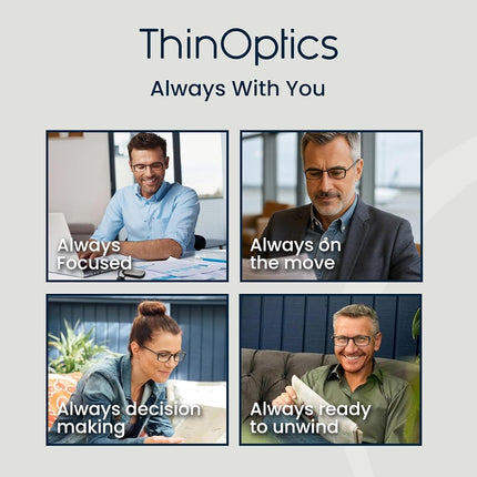 ThinOptics Blue Light Blocking Glasses 1.00, Black Frame, 4mm Case, Compact