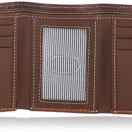 Billetera Trifold de Cuero para Hombre Timberland con Ventana de Identificación, Marrón/Canela, Talla Única