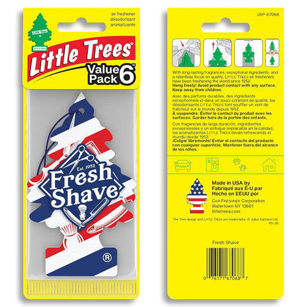 Little Trees Car Air Freshener I Hanging Tree Provides Long Lasting Scent for Auto or Home I Fresh Shave, 24 Count, (4) 6-Packs