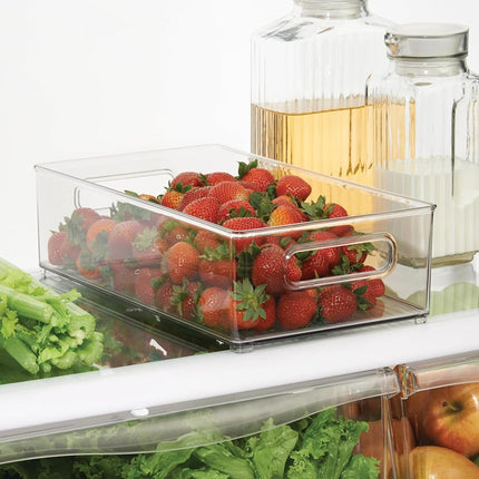 InterDesign 70530 Refrigerator and Freezer Storage Organizer Bins for Kitchen, 8" x 4" x 14.5", Clear Large