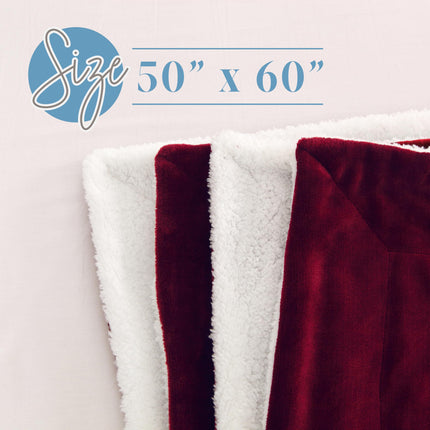 Elegant Comfort Reversible, Solid Sherpa Throw Blanket, All-Season Blanket- Super Soft, Cozy and Plush- Decorative Throw, Perfect for Lounging, 50 x 60 inches, Sherpa Throw Burgundy