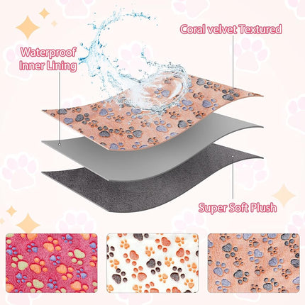 YUEPET Waterproof Guinea Pig Blankets Washable 3 Pack Small Animal Fleece Cage Liners Pet Soft Sleep Mat Pad Cover Warm Flannel Throw for Hamster Guinea Pig Rabbit Chinchilla Hedgehog Ferret 35"×24"