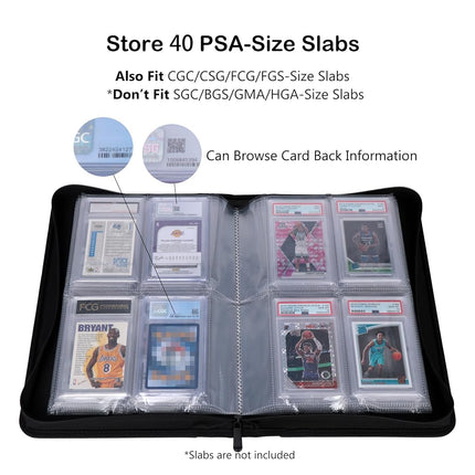 Rayvol PSA-Sized Slab Binder, Graded Card Binder for 40 PSA Slabs With 40 Sleeves, 4 Pockets Top Loading Card Holder Storage Album