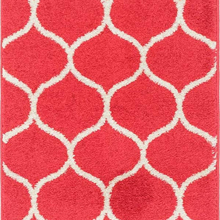 Unique Loom Trellis Frieze Collection Lattice Moroccan Geometric Modern Rasberry Runner Rug (2' 0 x 8' 8)