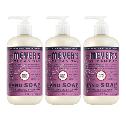 Mrs. Meyer’s Clean Day Liquid Hand Soap, Plum Berry Scent, 12.5 ounce bottle (Pack of 3)