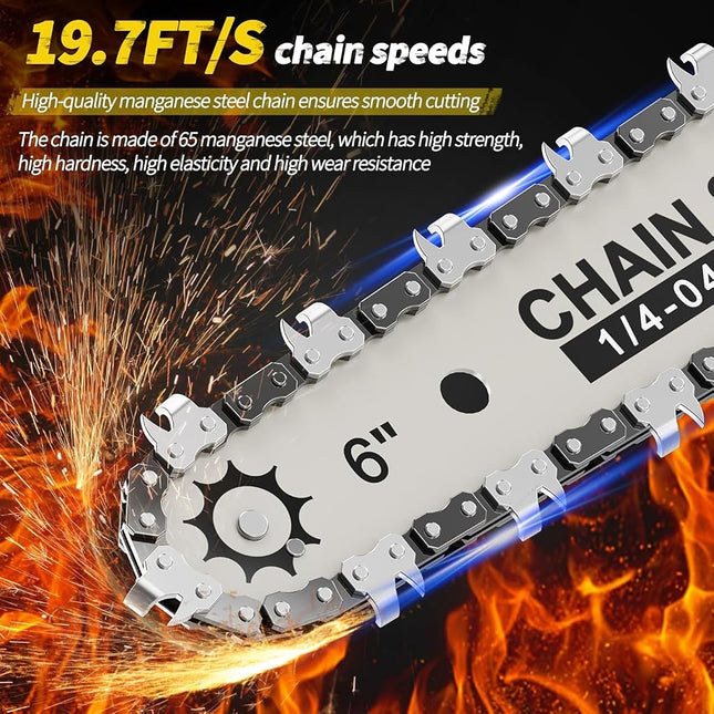 6 Inch Mini Chainsaw Cordless, Portable Electric Chain Saw,with 2 Batteries, for Tree Trimming and Branch Wood Cutting