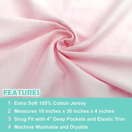 TL Care 100% Natural Cotton Value Jersey Knit Fitted Cradle Sheet, Pink, Soft Breathable, for Girls