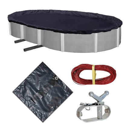 Blue Wave Defender 8-Year 16 feet x 28 feet Oval Above-Ground Winter Cover for 12 feet x 24 feet Pool'