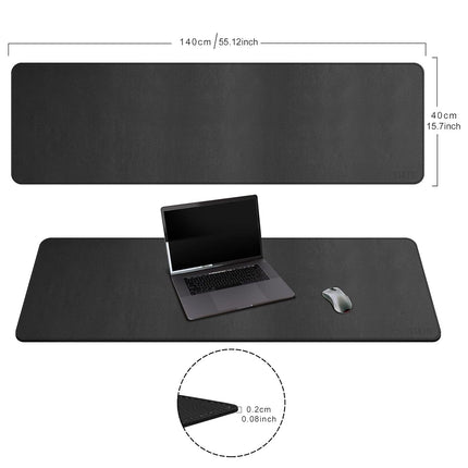 Cacoy 140x40cm PU Leather Desk Protector Mat, Computer Desk Pad, Large Gaming Mouse Pad, Waterproof Desk Blotter for Office and Home (Black)