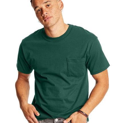 Hanes Men's 2 Pack Short Sleeve Pocket Beefy-T, Deep Forest, XX-Large