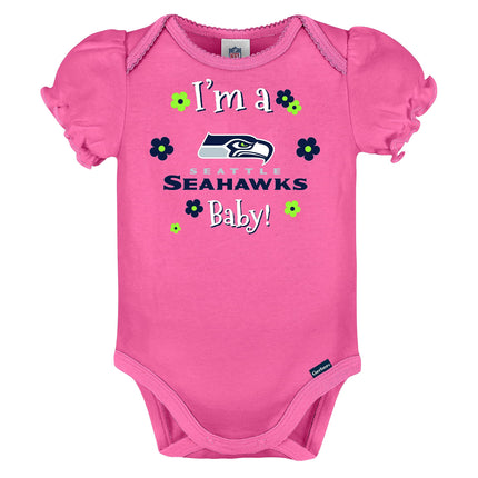 Paquete de 3 mamelucos de los Seattle Seahawks de la NFL para bebé, color del equipo, 18 meses