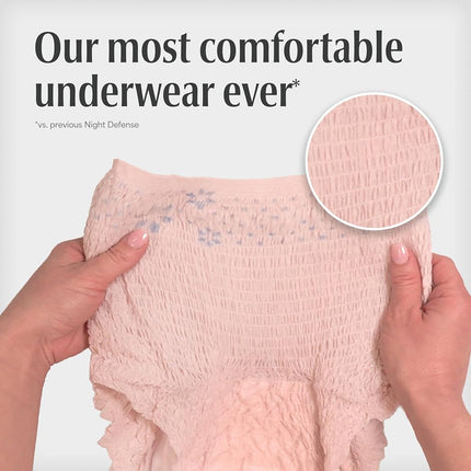 Depend Night Defense Adult Incontinence Underwear for Women, Disposable, Overnight, Large, Blush, 14 Count, Packaging May Vary