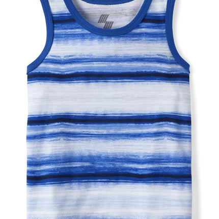 The Children's Place Baby Toddler Boys Sleeveless Tank Top, Blue Stripe Multi, 6-9 Months