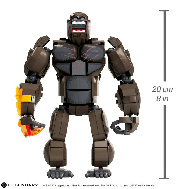 Mega Godzilla x Kong : Le Nouvel Empire, Ensemble de construction Figurine articulée Kong avec 541 pièces et accessoires, 30,5 cm de long, pour collectionneurs adultes