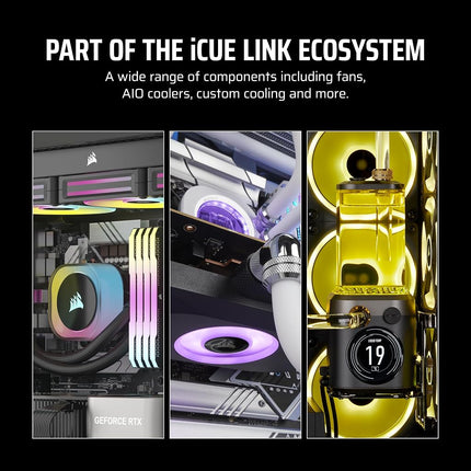 Corsair iCUE LINK LX120-R RGB 120mm PWM Reverse Fans – Triple Fan Kit – Low-Noise, Magnetic Dome Bearing, Dual Light Loops, QuikTurn™ Screws, Zero RPM Mode – Black