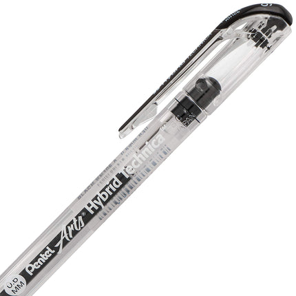 Pentel Arts Hybrid Technica 0.6 mm Pen, Fine Point, Black Ink, Box of 12 (KN106-A)