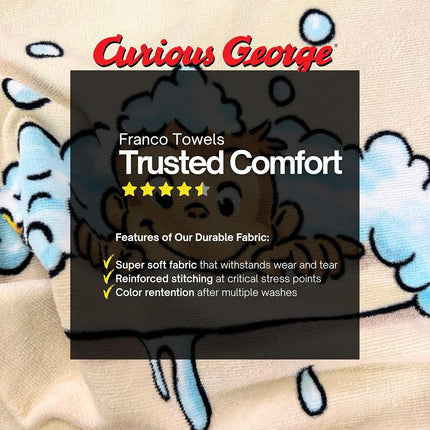 Curious George Monkey Kids Super Soft Bath/Pool/Beach Soft Cotton Terry Hooded Towel Wrap, 24 in x 50 in, Mario & Luigi, (100% Officially Licensed Product) By Franco