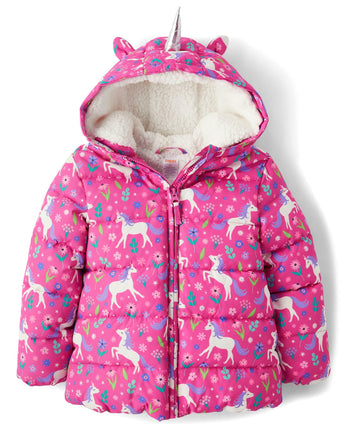 Gymboree girls And Toddler Puffer Jacket, Pink Uni