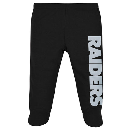 Paquete de 3 piezas NFL: BODY DE BEBÉ, PANTALÓN CON PIECITOS Y GORRO, para niño, Oakland Raiders, azul, 6-9 meses