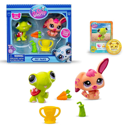 Littlest Pet Shop Series 2 Pet Pairs 2 Pack (ONE SUPPLIED AT RANDOM) | Each Contains 2 LPS Mini Pet Toys 3 Accessories 1 Collector Card And 1 Virtual Code | Collectable Toys For Girls And Boys